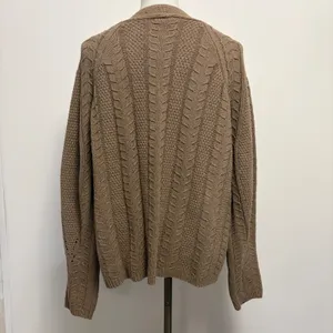 Easel Cardigan M Brown Cable Knit V-Neck Button Front Sweater ET15721 thumbnail 5