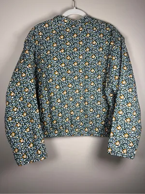 Quilted Floral Jacket Cropped Sz XXL Fall, Autumn, Cottagcore Boho, Cozy thumbnail 4