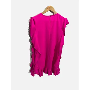 Hope Isabella Dress Womens Large Pink Ruffle‎ Studded Mini Shift Party Summer thumbnail 6