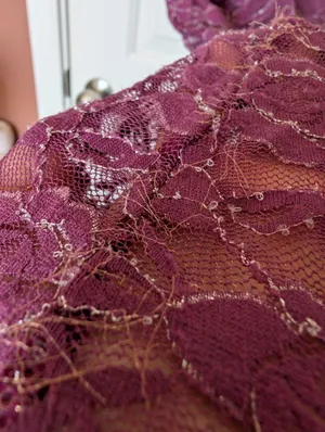 Frederick's of Hollywood Floral Lace Negligee XLarge Plum thumbnail 7