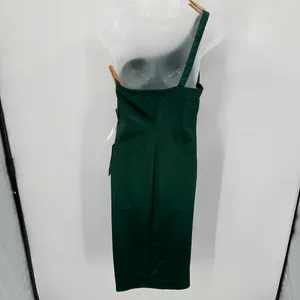 Emerald Sundae Dress One Shoulder Juniors L Green Satin Stretch Party NEW READ thumbnail 3