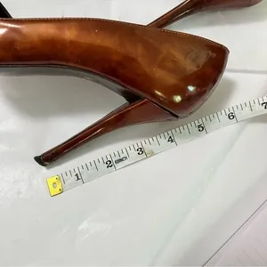 Stuart Weitzman Bronze Peeptoe Stiletto Heels Size 8 Corpcore 80s Power Dressing thumbnail 7
