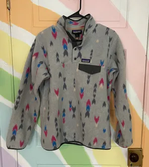 Patagonia Synchilla Snap-T Pullover Fleece Womens M Gray Print Lightweight thumbnail 1