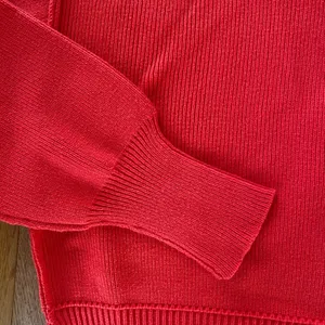 Zenana red boxy fit ribbed sweater pullover thumbnail 3