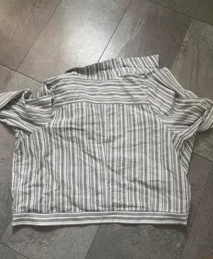 Striped button down top Gray Size 2X thumbnail 2