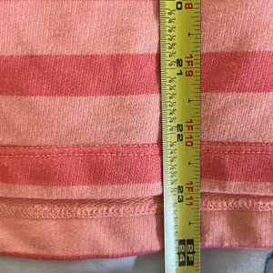 LL Bean Coral White Striped‎ Rugby Henley Shirt Long Sleeve Womens Small thumbnail 7