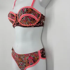 Maaji Bikini Set Size Small Pink Orange Geometric Print Swimsuit Tropical Beach thumbnail 4