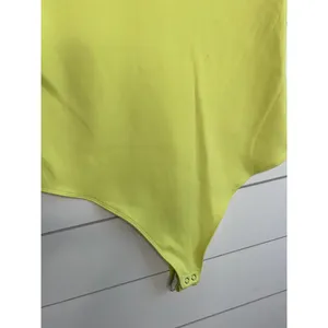 Good American Yellow V Neck Sleeveless Snap Closure GR4850 Bodysuit Large thumbnail 5