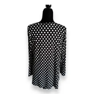 PopYoung Womens Top Sz L Black White V-Neck Long Sleeve Soft Knit NEW‎ thumbnail 4