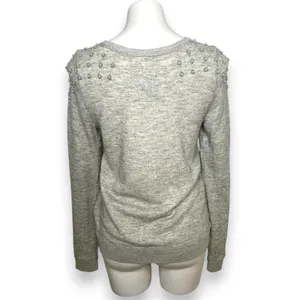 ABERCROMBIE FITCH Gray Crew Neck Sweatshirt Pearl Beading Embellished Small‎ ANF thumbnail 4