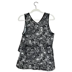 Lululemon Run Split Singlet Tank Top Size 8 Flowabunga Black Angel Wing Black thumbnail 4