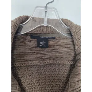 Calvin Klein Olive Green Knit Cardigan Sweater Ribbed Cozy Preppy Academia Large thumbnail 4
