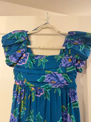 Peach Love California Teal Floral Maxi Dress thumbnail 4