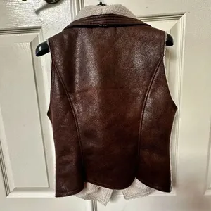 Forever 21 brown faux leather zip up vest thumbnail 2