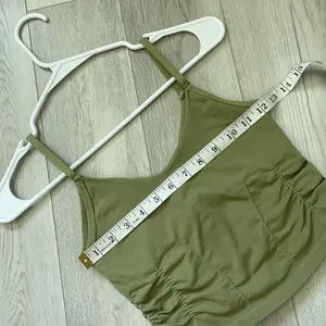 Free People Tank Top ruched crop good karma womens Green (xsmall small) workout thumbnail 4