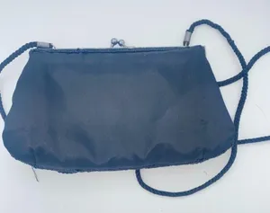 Handmade Silk Black Beaded Embellished Clasp Shoulder Evening Bag Women's Purse thumbnail 4