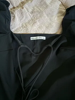 Abercrombie & Fitch Black Puff Sleeve Tie Front Top | Romantic Going Out Blouse thumbnail 4