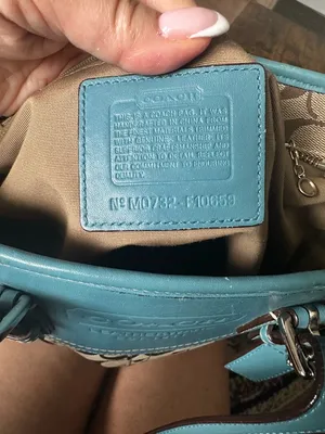 Coach Vintage Y2K Hadley Lunch Bag Beige Signature Canvas Tote Blue Leather Trim thumbnail 10