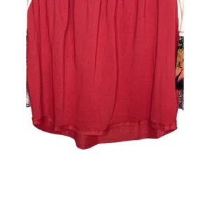 Oddi Boho‎ Mixed Media Bell Sleeve Top Floral Patchwork Red Women Size Med/Large thumbnail 9