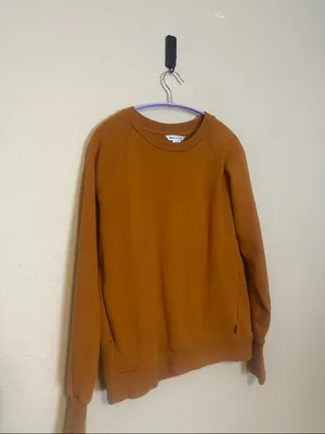Athleta Womens Triumph Crewneck Sweatshirt Cattail Brown Orange Comfy Size Small thumbnail 3