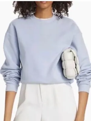 Skims Blue Cotton Blend Crewneck Fleece Sweatshirt Size Small thumbnail 1