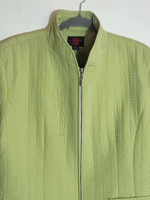 Gallery Lime Green Quilted Zip Up Jacket Size XL thumbnail 2