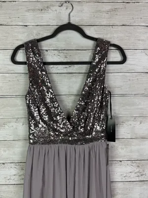 Lulus Elegant Encounter Pewter Sequin Maxi Dress Size Small thumbnail 5