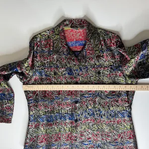 Chicos Floral Silk‎ Button Down Jacket Shirt Sz 2 Large Colorful Boho Maximalist thumbnail 8