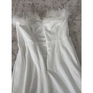 Lulus Extraordinary Glam White Feather Strapless Mermaid Maxi Dress size Medium thumbnail 9