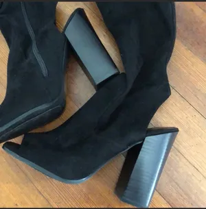 Thigh High Fabric Open Toe Boots thumbnail 4