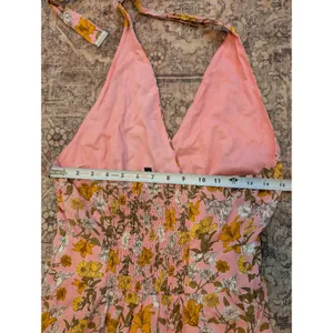 GB Made & Crafted Pink Floral Halter Maxi Dress Smocked Back Tiered Sun Dress thumbnail 9
