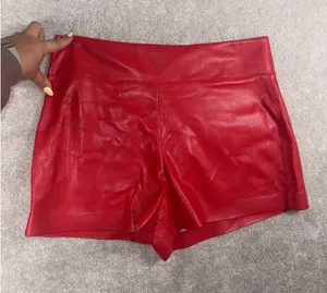 Alice + Olivia Red Vegan Leather Shorts Red SIZE 10 thumbnail 1