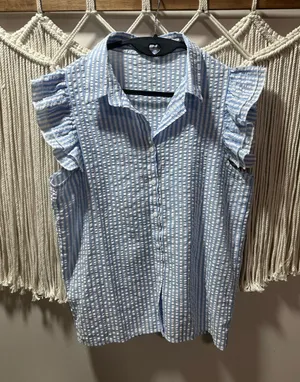 Blue and White Striped Ruffle thumbnail 1