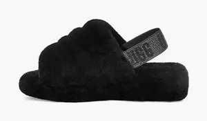 UGG Womens Fluff Yeah Rhinestone Crystal SlideBlack Slippers in Black Size 8 NEW thumbnail 1