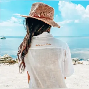 LUCKY WE LIVE HAWAII x GOLDFISH KISS WHITE COTTON SHORT SLEEVE BUTTON COVERUP ML thumbnail 6