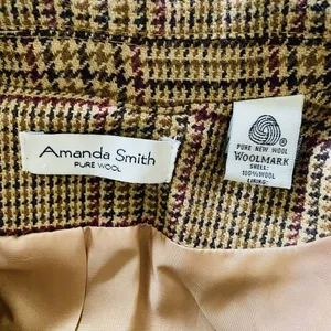 VTG Amanda Smith Wool Check Plaid Blazer Shoulder Pads Preppy Clueless Jacket 16 thumbnail 4