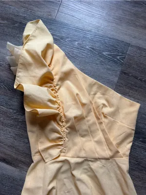 Showpo. DIXIE MIDI DRESS Linen Look One Shoulder Ruffle Dress In Lemon 4 thumbnail 4