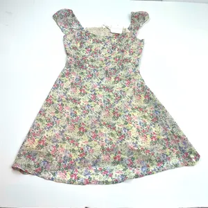 Altar’d State Ivory Multi Floral‎ Dress Women XS Fit & Flare Sheer Coquette NEW thumbnail 1