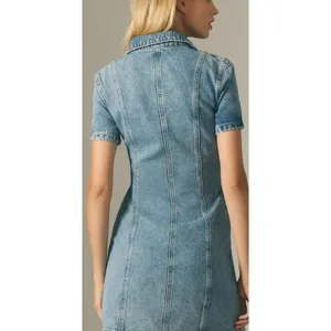 PILCRO Short-Sleeve Denim Button-Front Mini Dress Women's Size 2 Anthropologie thumbnail 4