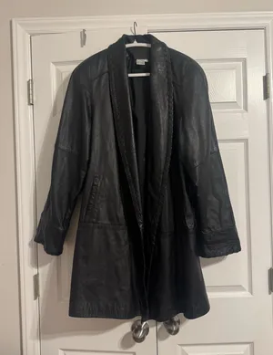 100% Leather Vintage Jacket Black Size L thumbnail 1