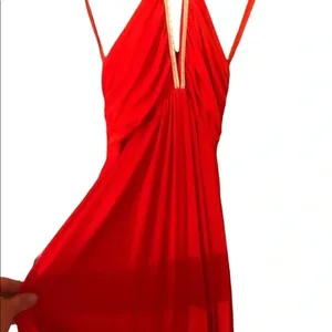 Vintage 70s red halter rhinestone maxi dress Old Hollywood Special occasion thumbnail 3