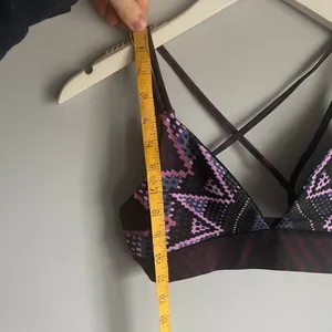 Mara Hoffman Black Purple Triangle Bikini Sports Bra Yoga Tribal Aztec size S thumbnail 5