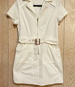Women's Large Corduroy Mini Dress with Short Sleeves thumbnail 1