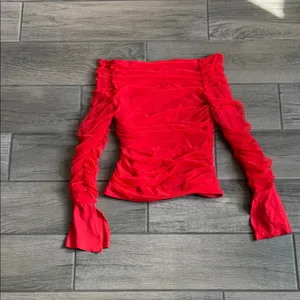 Elegant Red Ruched Women's Top thumbnail 4
