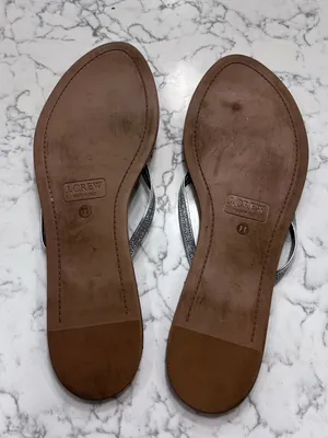 J.Crew Women's Silver‎ Glitter Strap Thong Flip Flop Sandals Size 11 thumbnail 3