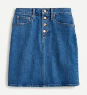 J.Crew Button Front Denim Jean Mini Skirt Size 32 Classic Minimalist Spring thumbnail 1