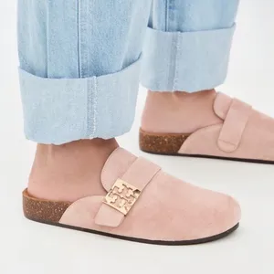Tory Burch Mellow Mule Suede Pink/Gold thumbnail 1
