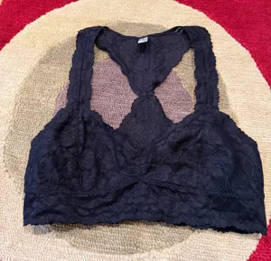 Intimately Free People Galloon Lace Bralette Racerback Black Women’s Size Large thumbnail 1