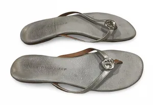 Silver Strap Thong Sandals Size 6 thumbnail 1