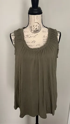 Maurices Olive Green XL Ruffle-Trim Tank thumbnail 1
